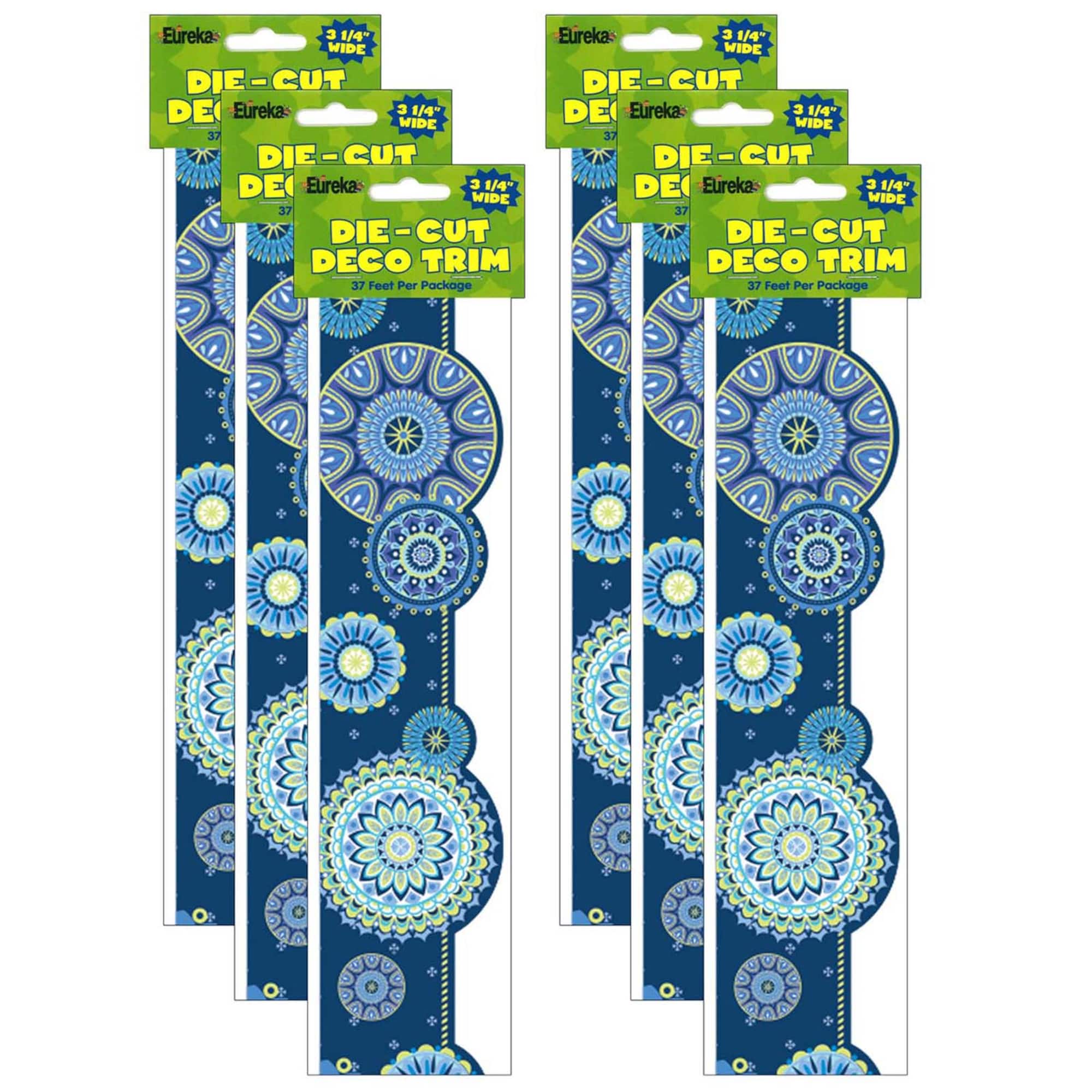 Eureka® Blue Harmony Mandala Extra Wide Deco Trim Borders, 222ft.